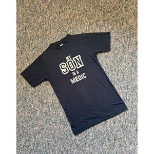 Vintage Artex My Son is a Medic T Shirt Black Size M Div of Jostens Graphic Tee